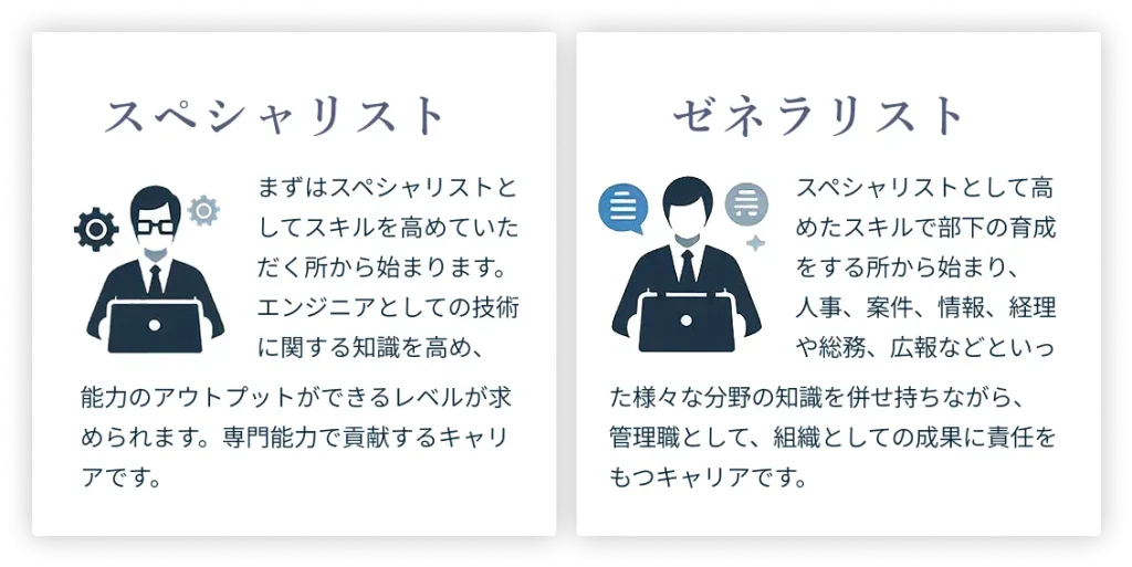 キャリアパス：スペシャリストとゼネラリスト